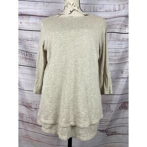 Pure Jill Boat Neck Layered Tunic Top Womens Mp 3/4 Sleeves Cotton Modal